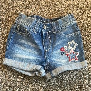 Koala Kids Blue Denim Shorts Red, White and Blue Star Embroidery